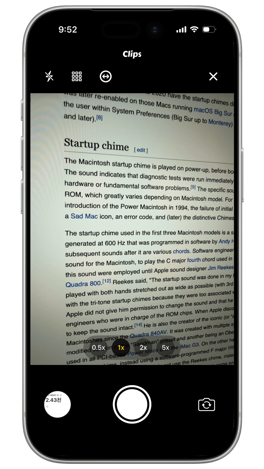 Clips app mockup detail