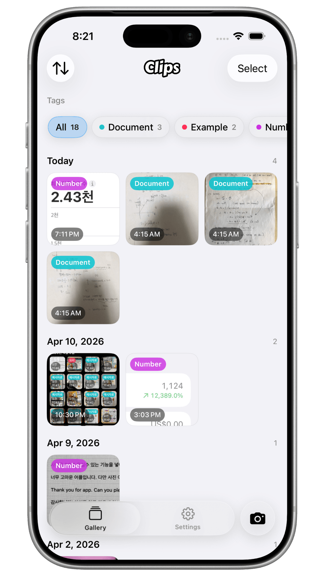 Clips app mockup main