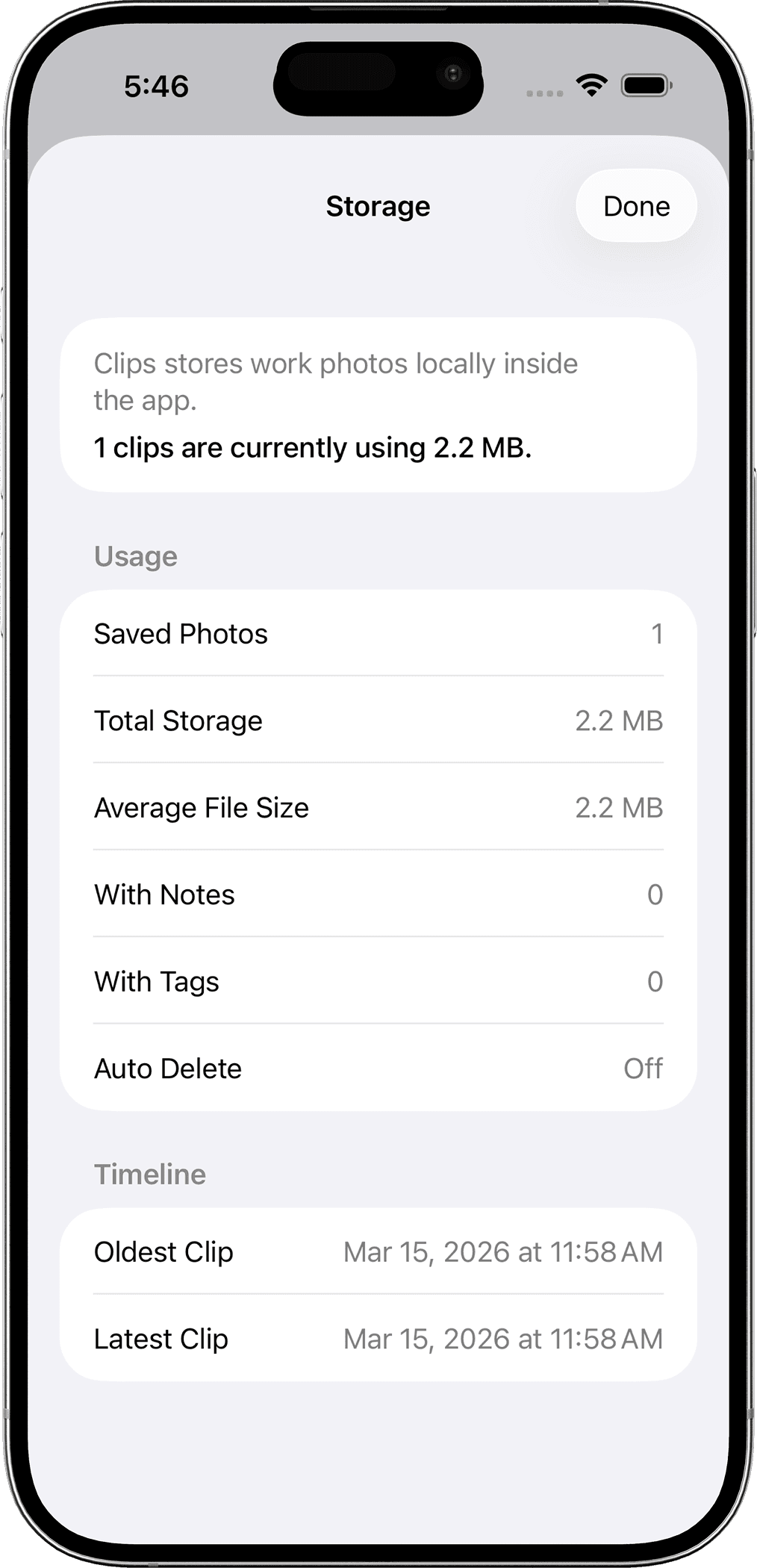 Clips app mockup detail