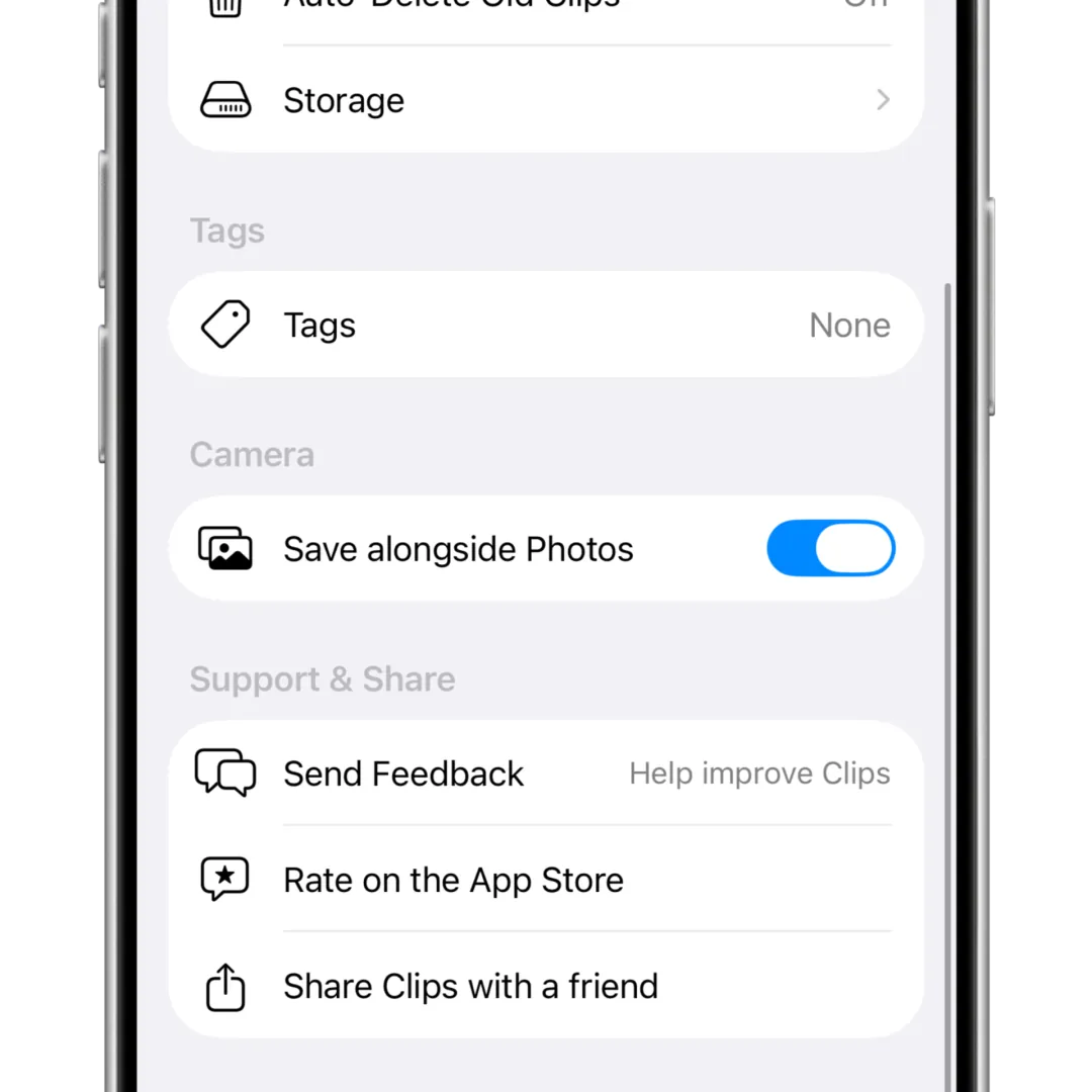 Save with Photos setting screen