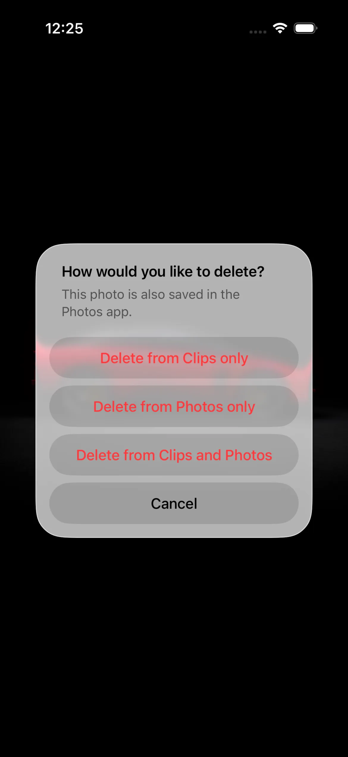 Clips delete options